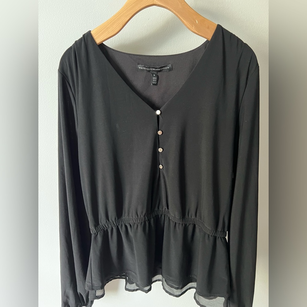 WHBM Black matte jersey blouse